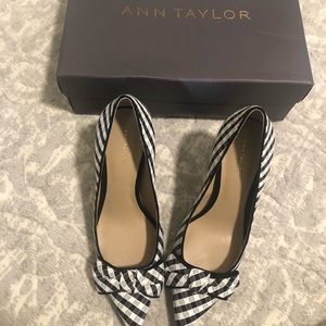 Ann Taylor Kit Gingham Mila Heels with Bows
